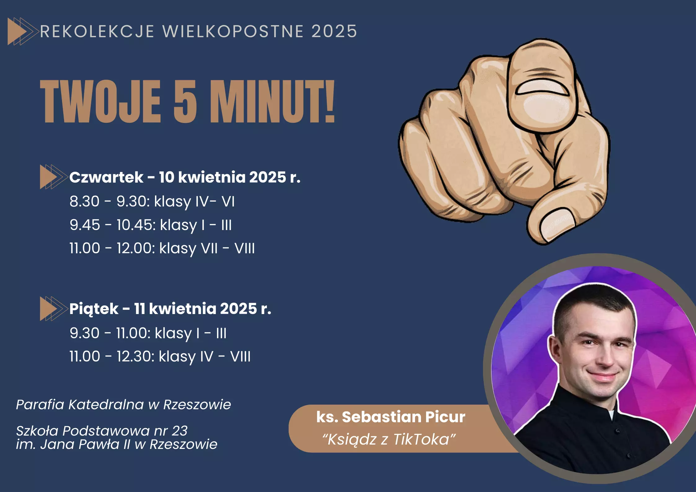SZKOLNE REKOLEKCJE WIELKOPOSTNE 2025 – TWOJE 5 MINUT! 