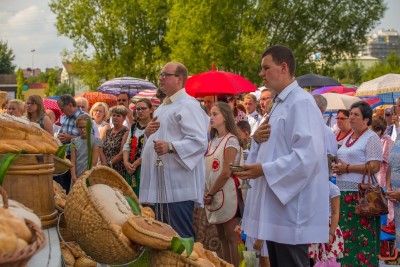 27 sierpnia 2017 r. do Parku Papieskiego przy Katedrze w Rzeszowie przyjechało 83 delegacje z dożynkowymi wieńcami. Mszy Świętej dożynkowej przewodniczył biskup rzeszowski Jan Wątroba. W koncelebrze uczestniczyli infułaci: ks. Stanisław Mac, ks. Wiesław Szurek oraz dziewiętnastu kapłanów. fot. Fotografiarzeszow