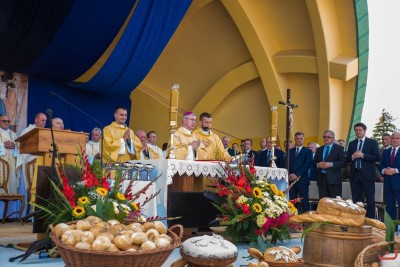 27 sierpnia 2017 r. do Parku Papieskiego przy Katedrze w Rzeszowie przyjechało 83 delegacje z dożynkowymi wieńcami. Mszy Świętej dożynkowej przewodniczył biskup rzeszowski Jan Wątroba. W koncelebrze uczestniczyli infułaci: ks. Stanisław Mac, ks. Wiesław Szurek oraz dziewiętnastu kapłanów. fot. Fotografiarzeszow