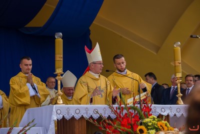 27 sierpnia 2017 r. do Parku Papieskiego przy Katedrze w Rzeszowie przyjechało 83 delegacje z dożynkowymi wieńcami. Mszy Świętej dożynkowej przewodniczył biskup rzeszowski Jan Wątroba. W koncelebrze uczestniczyli infułaci: ks. Stanisław Mac, ks. Wiesław Szurek oraz dziewiętnastu kapłanów. fot. Fotografiarzeszow