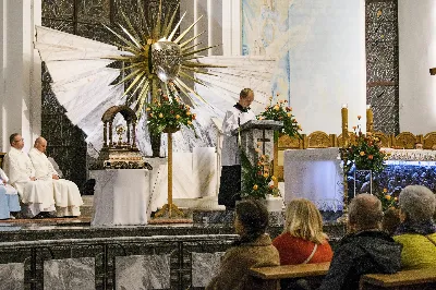 W niedzielę 13 października przeżywaliśmy uroczyste Nabożeństwo Fatimskie z udziałem WSD w Rzeszowie. Mszy Świętej przewodniczył i homilię wygłosił ks. Krystian Winiarski - prefekt WSD. O godz. 18.40 zostały przedstawione prośby i podziękowania do Matki Bożej Fatimskiej, w intencji których sprawowana była także Msza Święta. Po Mszy Świętej wyruszyła procesja z figurą Matki Bożej i relikwiami świętych Dzieci Fatimskich. Nabożeństwo zakończył Apel Jasnogórski. fot. ks. Tomasz Nowak, Joanna Prasoł