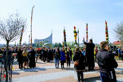 W Niedzielę Palmową młodzież diecezji rzeszowskiej modliła się z bp. Janem Wątrobą w Rzeszowie.  Rzeszowskie spotkanie rozpoczęło się o godz. 11.00 przy obelisku w centrum Parku Papieskiego. Tam odbył się konkurs na najdłuższą palmę, który prowadził ks. Krzysztof Golas, diecezjalny duszpasterz młodzieży. Najdłuższe palmy przekraczały 10 metrów wysokości.  Na placu przed katedrą odbyła się pierwsza część liturgii Niedzieli Palmowej, podczas której zebrani wysłuchali Ewangelię o wjeździe Jezusa do Jerozolimy, a bp Wątroba pobłogosławił palmy.  Już w katerze odbyła się Msza św., której przewodniczył biskup rzeszowski. Eucharystię koncelebrowało ponad dwudziestu księży, głównie duszpasterze młodzieży.  fot. Andrzej Kotowicz, Olga Cyburt