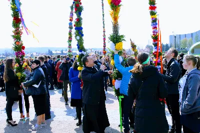 W Niedzielę Palmową młodzież diecezji rzeszowskiej modliła się z bp. Janem Wątrobą w Rzeszowie.  Rzeszowskie spotkanie rozpoczęło się o godz. 11.00 przy obelisku w centrum Parku Papieskiego. Tam odbył się konkurs na najdłuższą palmę, który prowadził ks. Krzysztof Golas, diecezjalny duszpasterz młodzieży. Najdłuższe palmy przekraczały 10 metrów wysokości.  Na placu przed katedrą odbyła się pierwsza część liturgii Niedzieli Palmowej, podczas której zebrani wysłuchali Ewangelię o wjeździe Jezusa do Jerozolimy, a bp Wątroba pobłogosławił palmy.  Już w katerze odbyła się Msza św., której przewodniczył biskup rzeszowski. Eucharystię koncelebrowało ponad dwudziestu księży, głównie duszpasterze młodzieży.  fot. Andrzej Kotowicz, Olga Cyburt