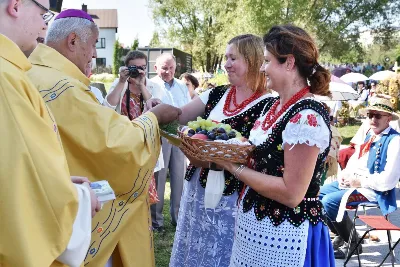 30 sierpnia 2020 r. do Parku Papieskiego w Rzeszowie na diecezjalne dożynki przyjechało 49 delegacji z dożynkowymi wieńcami.  Już o godz. 11.00 plac przed znajdującą się w Parku Papieskim sceną wypełniły delegacje z parafii diecezji rzeszowskiej. W sumie zarejestrowano 49 delegacje. Tegoroczną obsługę dożynek, w tym przygotowanie liturgii, zapewnili wierni i duszpasterze z dekanatu Sokołów Małopolski. O godz. 11.30 prof. Kazimierz Ożóg, mieszkaniec Górna, zaprezentował kilka myśli na temat chleba i godności pracy rolnika. Na scenie wystąpił zespół „Młody Duch i Przyjaciele” kierowany przez Dariusza Kosaka. Przed rozpoczęciem Mszy św. ks. Jerzy Uchman, diecezjalny duszpasterz rolników, przywitał przybyłych do Rzeszowa rolników, ogrodników, sadowników i pszczelarzy, wśród nich starostów dożynek Jerzego i Zofię Bednarzów z Kamienia, a także obecnych na Mszy św. parlamentarzystów, władze państwowe i samorządowe, służby mundurowe oraz poczty sztandarowe. Mszy św. przewodniczył bp Edward Białogłowski. W koncelebrze uczestniczył bp Kazimierz Górny oraz czternastu księży. W długiej procesji z darami do ołtarza podeszły delegacje wszystkich obecnych parafii przynosząc chleby i owoce. Dary te zostały przekazane Rzeszowskiemu Towarzystwu Pomocy im. św. Brata Alberta. Na zakończenie liturgii bp Białogłowski pobłogosławił przyniesione płody ziemi oraz ziarno na zasiew. Po błogosławieństwie poszczególne delegacje, przedstawiane przez ks. Jana Szczupaka, wikariusza biskupiego ds. społecznych, prezentowały swoje wieńce.  fot. ks. Tomasz Nowak