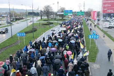 W Niedzielę Palmową (2 kwietnia 2023 r.) odbył się „Marsz modlitewny ze św. Janem Pawłem II”, który rozpoczął się przy Kościele akademickim pw. Św. Jadwigi Królowej. Wśród osób biorących udział w wydarzeniu obecni byli m. in.: Ewa Leniart, wojewoda podkarpacki, Marcin Warchoł, sekretarz stanu w Ministerstwie Sprawiedliwości, a także władze lokalne, samorządowcy, służby mundurowe, przedstawiciele instytucji, szkół, fundacji, stowarzyszeń katolickich, a także kapłani i siostry zakonne.
Uczestnicy udali się do katedry rzeszowskiej, gdzie następnie odbyła się Eucharystia, której przewodniczył bp Jan Wątroba. W liturgii wzięli udział także: abp Edward Nowak, bp Edward Białogłowski, bp Kazimierz Górny, ks. infułat Wiesław Szurek i 25 kapłanów.
W homilii bp Wątroba mówił m. in., iż „ze smutkiem obserwujemy, jak wielu atakuje osobę i nauczanie św. Papieża, powtarzając nieuzasadnione i bezpodstawne oskarżenia i zniewagi. A jeszcze niedawno szczycili się i powoływali na osobiste spotkania, wspólne fotografie, cytowali wypowiedzi. Równie smutne jest to, że czynią to swoi, rodacy. W żadnym innym narodzie nie ma takich złośliwości, agresji i ataków na pamięć o św. Janie Pawle II. Tym bardziej potrzeba naszej jedności i solidarności w przypominaniu Jego świadectwa, Jego słów, gestów i trwałych dzieł”.
„Módlmy się i my za tych, którzy chcą zniszczyć pamięć i dobre imię św. Jana Pawła II, by Pan dał im łaskę opamiętania. A sami z tym większą gorliwością realizujmy program, który nam zostawił w swoim testamencie św. Jan Paweł II Wielki” – zachęcał biskup rzeszowski.
Po Mszy św. wierni wraz z biskupami przeszli do Parku Papieskiego. Tam, modlono się pod pomnikiem św. Jana Pawła II, gdzie złożono kwiaty, zapalono znicze, a także odśpiewano Apel Jasnogórski poprzedzony wspomnieniami o św. Janie Pawle II, które wypowiedział ks. Stanisław Słowik. Modlitwę zakończył śpiew „Barki”. 