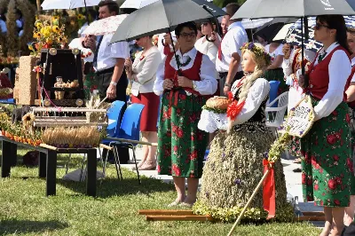 30 sierpnia 2020 r. do Parku Papieskiego w Rzeszowie na diecezjalne dożynki przyjechało 49 delegacji z dożynkowymi wieńcami.  Już o godz. 11.00 plac przed znajdującą się w Parku Papieskim sceną wypełniły delegacje z parafii diecezji rzeszowskiej. W sumie zarejestrowano 49 delegacje. Tegoroczną obsługę dożynek, w tym przygotowanie liturgii, zapewnili wierni i duszpasterze z dekanatu Sokołów Małopolski. O godz. 11.30 prof. Kazimierz Ożóg, mieszkaniec Górna, zaprezentował kilka myśli na temat chleba i godności pracy rolnika. Na scenie wystąpił zespół „Młody Duch i Przyjaciele” kierowany przez Dariusza Kosaka. Przed rozpoczęciem Mszy św. ks. Jerzy Uchman, diecezjalny duszpasterz rolników, przywitał przybyłych do Rzeszowa rolników, ogrodników, sadowników i pszczelarzy, wśród nich starostów dożynek Jerzego i Zofię Bednarzów z Kamienia, a także obecnych na Mszy św. parlamentarzystów, władze państwowe i samorządowe, służby mundurowe oraz poczty sztandarowe. Mszy św. przewodniczył bp Edward Białogłowski. W koncelebrze uczestniczył bp Kazimierz Górny oraz czternastu księży. W długiej procesji z darami do ołtarza podeszły delegacje wszystkich obecnych parafii przynosząc chleby i owoce. Dary te zostały przekazane Rzeszowskiemu Towarzystwu Pomocy im. św. Brata Alberta. Na zakończenie liturgii bp Białogłowski pobłogosławił przyniesione płody ziemi oraz ziarno na zasiew. Po błogosławieństwie poszczególne delegacje, przedstawiane przez ks. Jana Szczupaka, wikariusza biskupiego ds. społecznych, prezentowały swoje wieńce.  fot. ks. Tomasz Nowak